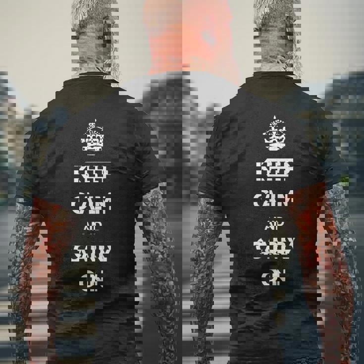 Keep Calm And Carry On モチベーションを高める引用句 メンズTシャツ バックプリント 高齢者への贈り物
