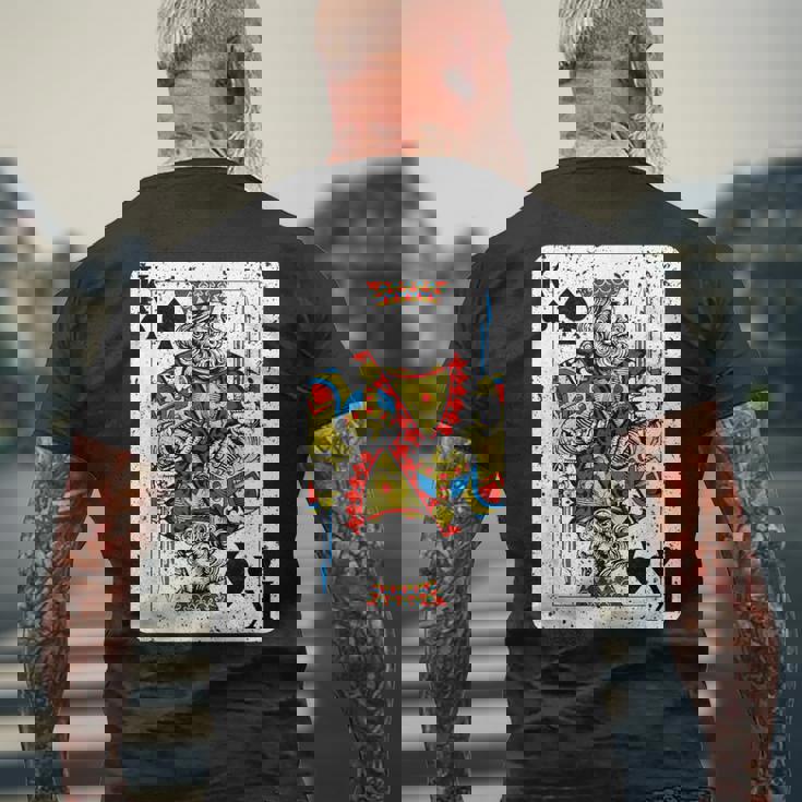 King Ofpades トランプデッキ ヴィンテージレトロスタイル メンズTシャツ バックプリント 高齢者への贈り物