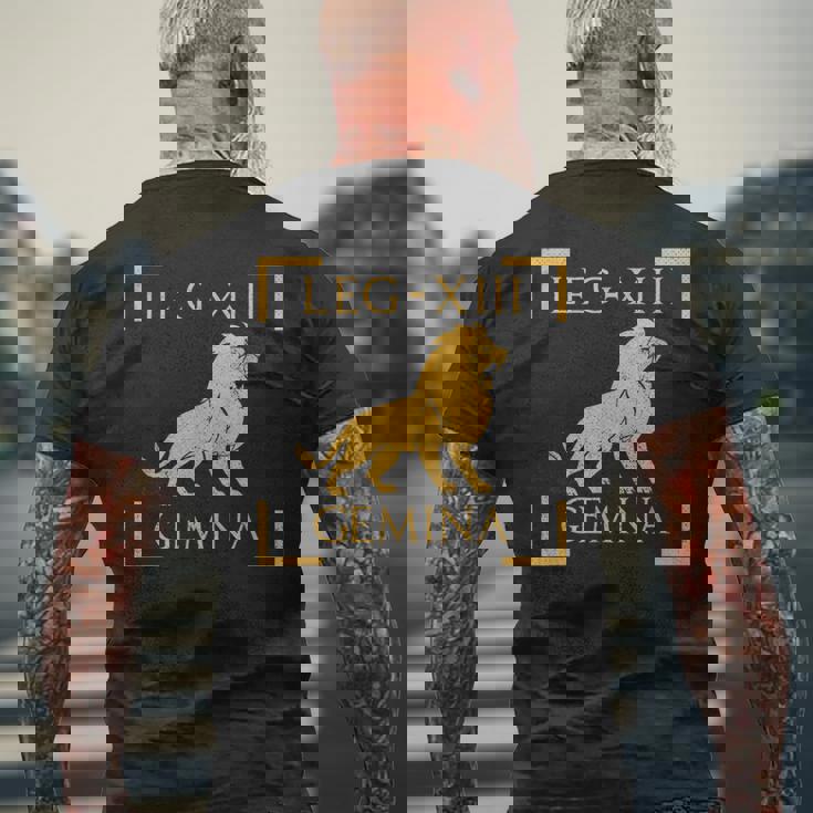 Legio Xiii 双子座ライオンエンブレム ローマ軍 メンズTシャツ バックプリント 高齢者への贈り物