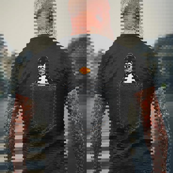 Linux Tux In A Pocket ポケットの中のlinuxタックス面白いペンギンsysadminit管理者 メンズTシャツ バックプリント 高齢者への贈り物