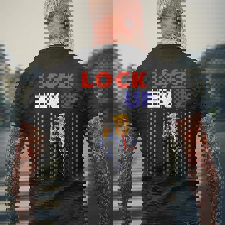 Lock Him Up Anti Trump Political メンズTシャツ バックプリント 高齢者への贈り物