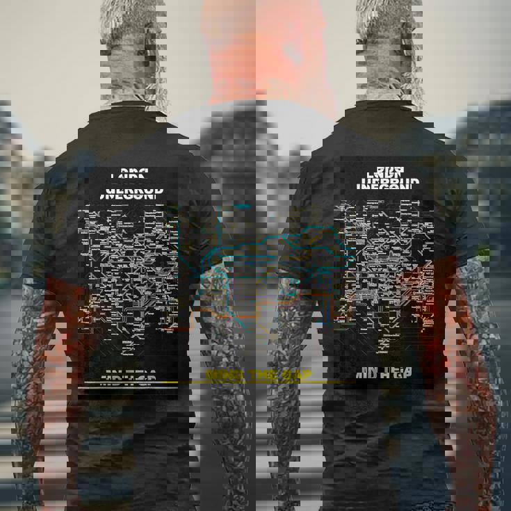 London Underground Mind The Gap Map England Uk 電車管 メンズTシャツ バックプリント 高齢者への贈り物