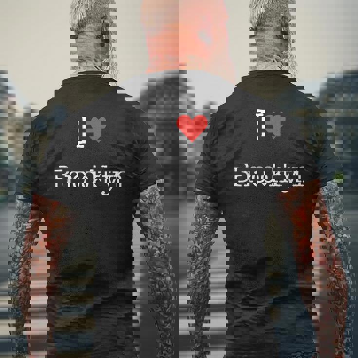 I Love Brooklyn With Heart ミニマリスト シンプル グラフィック メンズTシャツ バックプリント 高齢者への贈り物