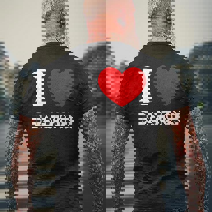 I Love Damon I Heart Damon 面白い名前 Damon メンズTシャツ バックプリント 高齢者への贈り物