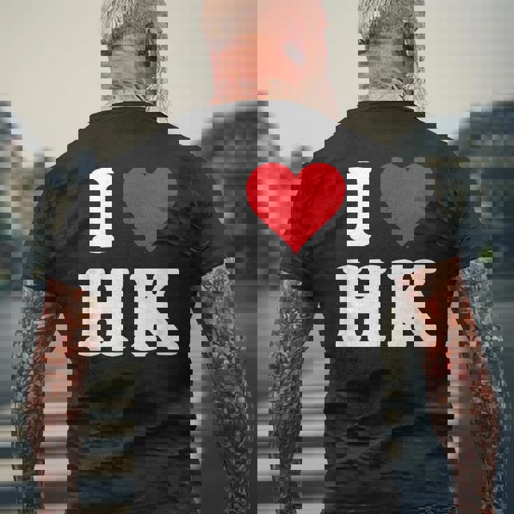 I Love Hk Initials I Heart HK First Last Name H K メンズTシャツ バックプリント 高齢者への贈り物