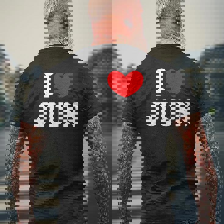 I Love Jun 私は愛する Jun メンズTシャツ バックプリント 高齢者への贈り物