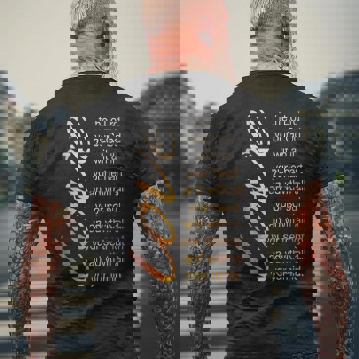 Love The Lord With All Your Heart 聖書の言葉 メンズTシャツ バックプリント 高齢者への贈り物