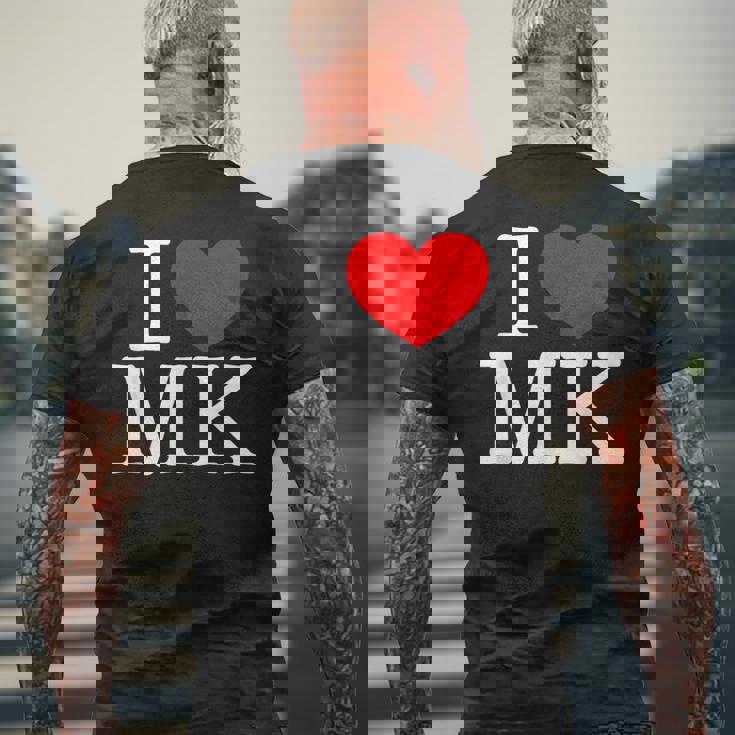 I Love ハート Mk メンズTシャツ バックプリント 高齢者への贈り物