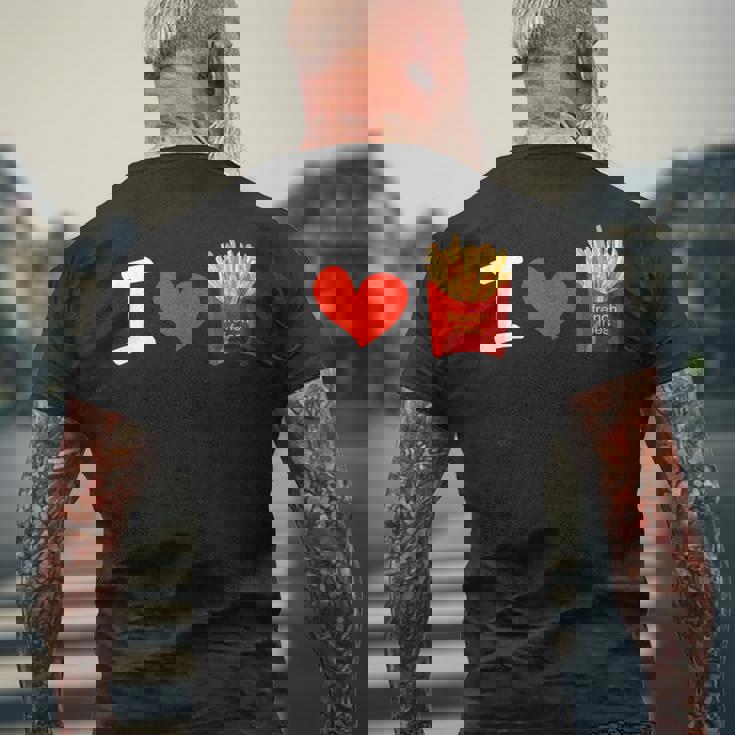 I Love フライドポテト ポテトラバーフライデー メンズTシャツ バックプリント 高齢者への贈り物