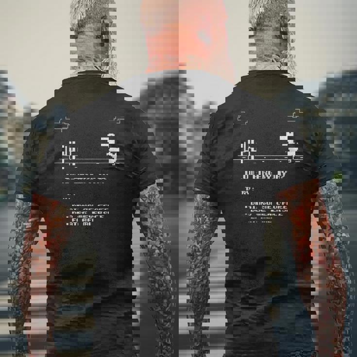 Low Energy Day恐竜サボテンピクセル メンズTシャツ バックプリント 高齢者への贈り物