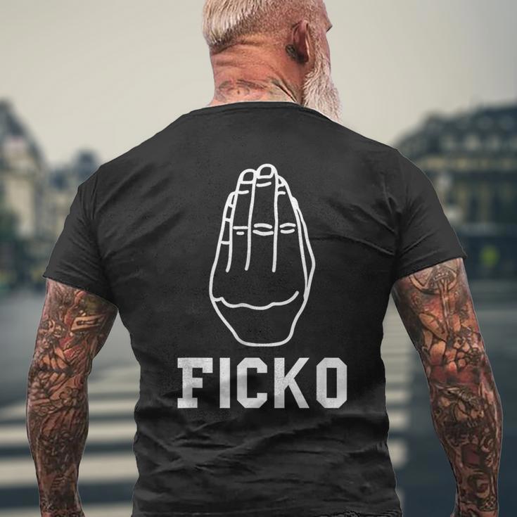 Lustige Italienische Handgeste Figgo Grafik Ficko T-Shirt mit Rückendruck Geschenke für alte Männer