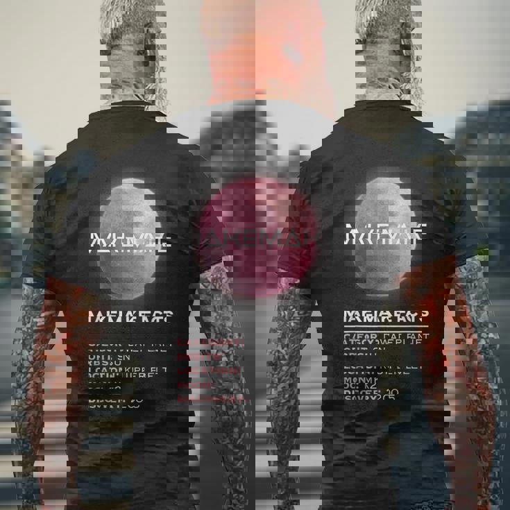 Makemake Facts 準惑星宇宙天文学愛好家 メンズTシャツ バックプリント 高齢者への贈り物