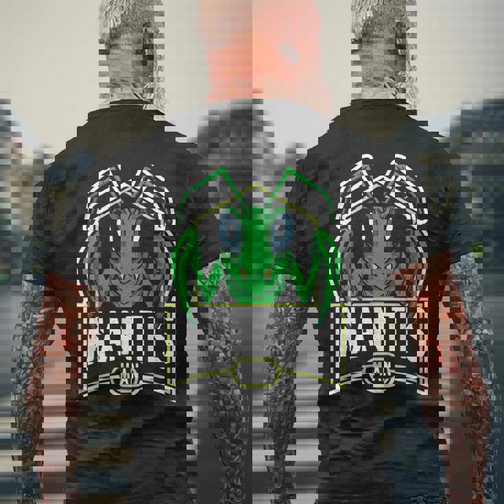 Mantis Man マンティス カマキリ 昆虫 昆虫学 男性 メンズTシャツ バックプリント 高齢者への贈り物