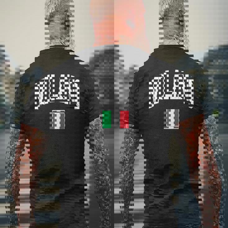 Milano Italia Flag Of Italy Classic メンズTシャツ バックプリント 高齢者への贈り物