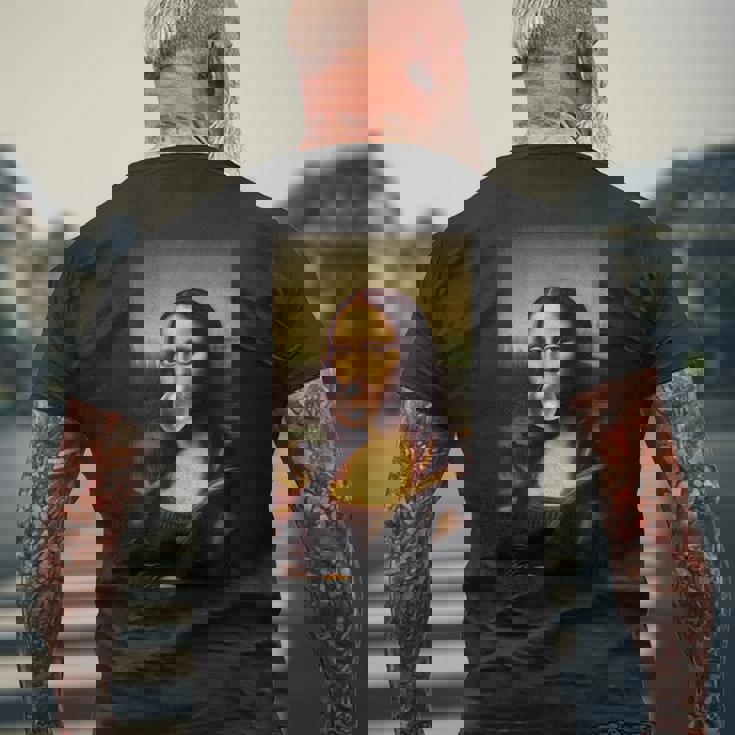 Mona Lisa チューインガム レオナルド・ダ・ヴィンチ ジョコンダ イタリアアート メンズTシャツ バックプリント 高齢者への贈り物