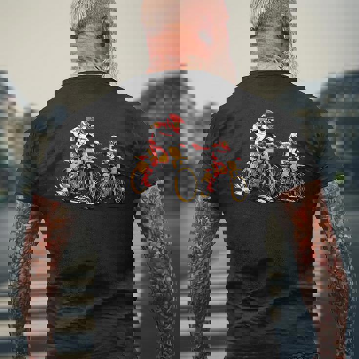 Motocross Padre E Figlio Moto Da Cross Festa Del Papà T-shirt da uomo con stampa posteriore Regalos para ancianos