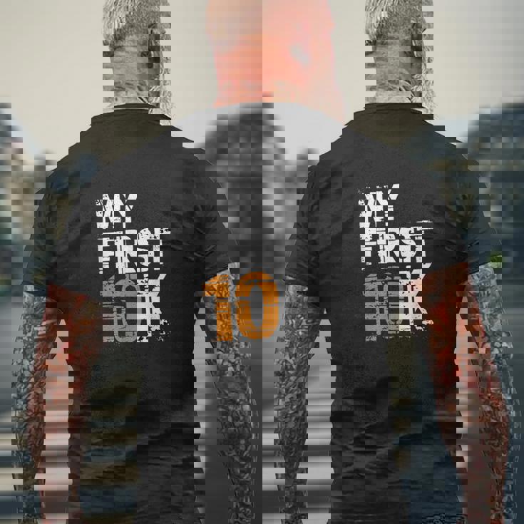 My First 10K 初心者達成マラソン メンズTシャツ バックプリント 高齢者への贈り物