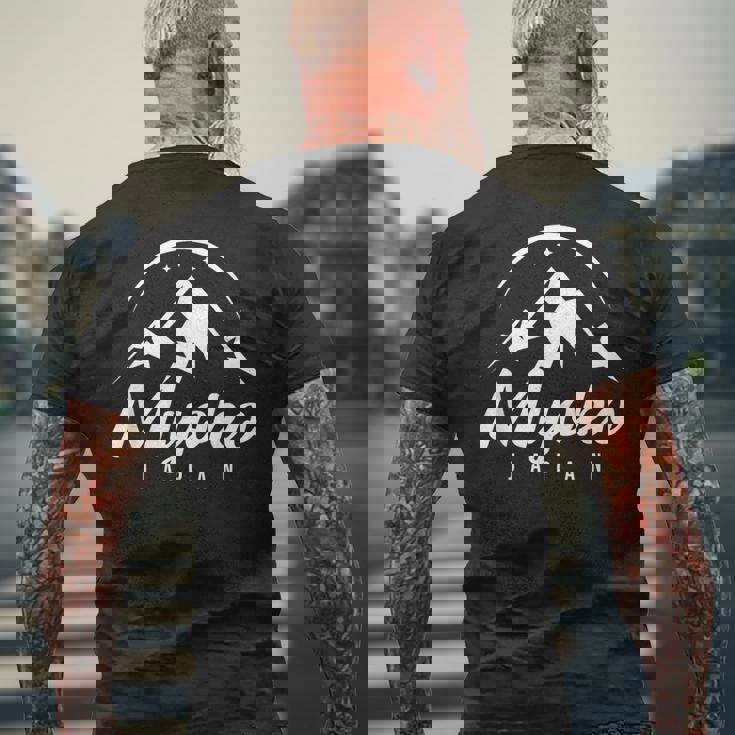 Myoko Japan スキーリゾート スキー スノーボード メンズTシャツ バックプリント 高齢者への贈り物