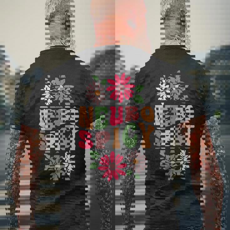 Neurospicy レトロフラワー メンズTシャツ バックプリント 高齢者への贈り物