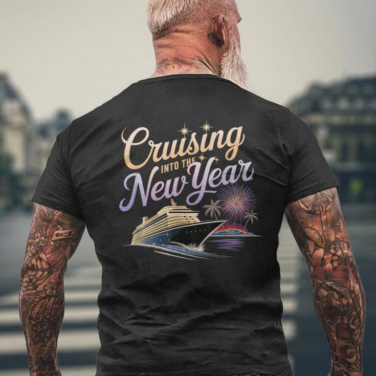 New Year 2026 Cruise Party Celebrations -Adults Black Small Short Sleeve Crew Collar Straight Fit Polyester 100 Unique New Year's Eve Cruise Men's T-shirt Back Print Gifts for Old Men
