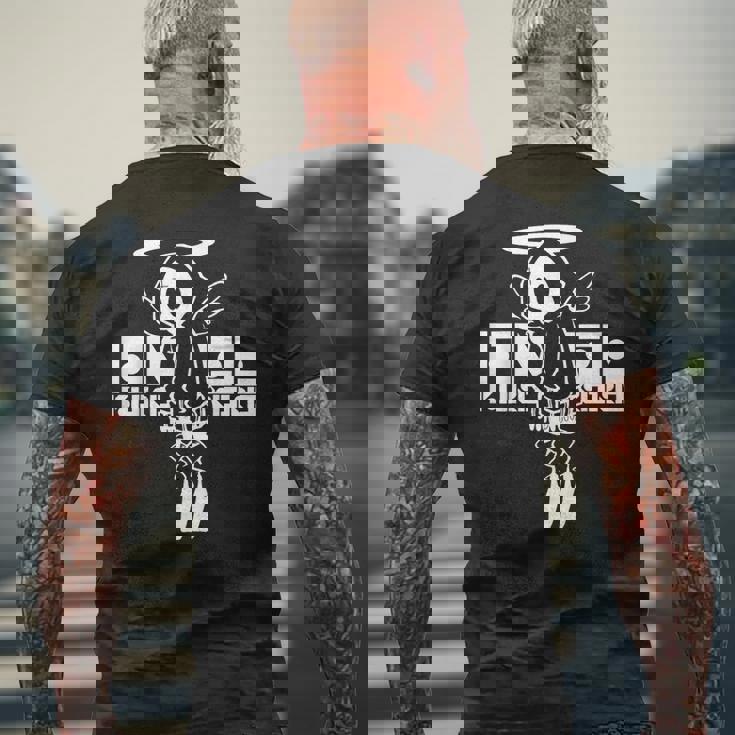 Nog-T-0012-天使-黒 メンズTシャツ バックプリント 高齢者への贈り物