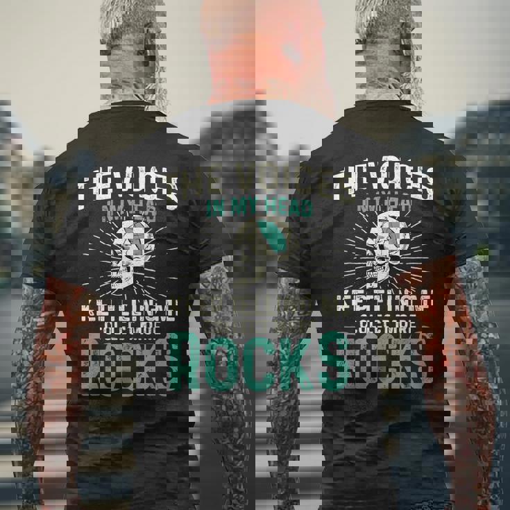 Theoices In My Head ロックコレクター ジオードハンター 地質学 メンズTシャツ バックプリント 高齢者への贈り物