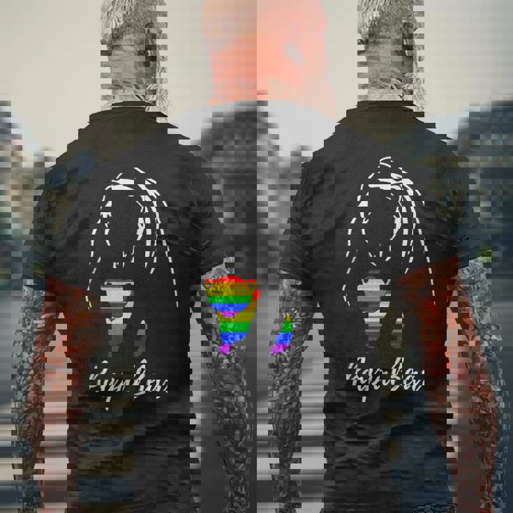 Papa Bear Rainbow Hug Love Support Parent Pride LGBTQ Tank Top Men's Back Print T-Shirt Gifts for Old Men