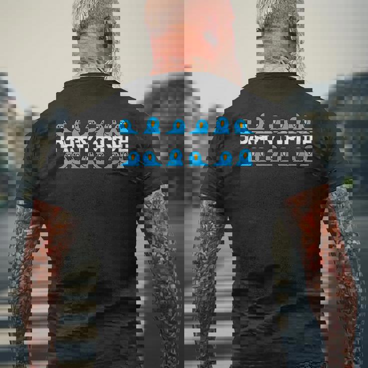 Party Or Die Party Parrot キュート オタク クール アート ギフト メンズTシャツ バックプリント 高齢者への贈り物