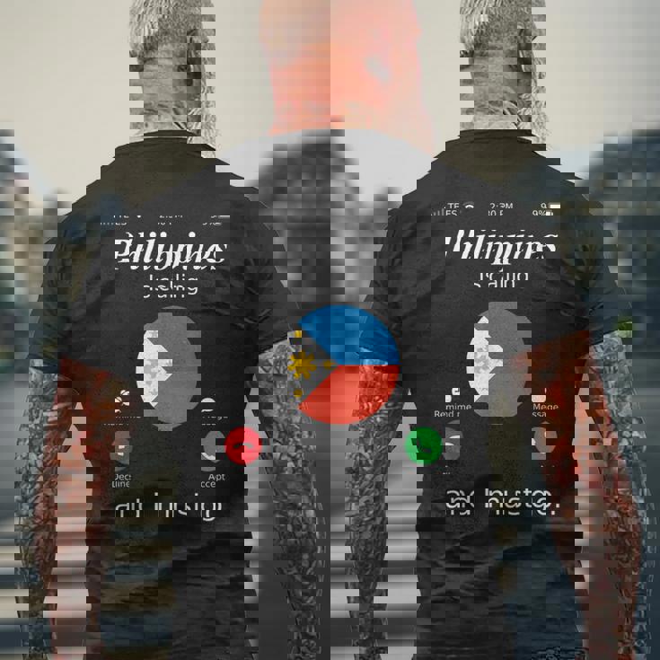 Philippines Is Calling And I Must Go フィリピン国旗シャツ メンズTシャツ バックプリント 高齢者への贈り物