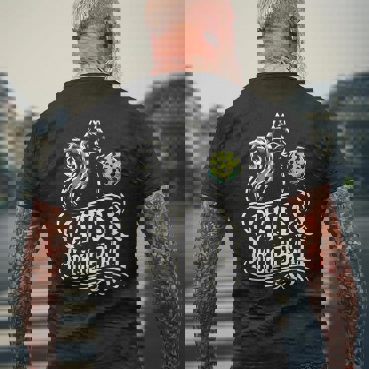 Pickleball Player 猫オーナーピックルボール キティ好きの服 メンズTシャツ バックプリント 高齢者への贈り物