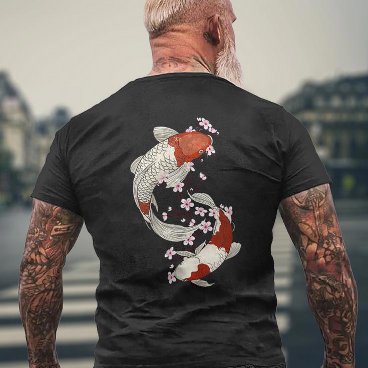 Poisson Koï Japonais Et Fleurs De Cerisier À Deux Côtés T-shirt imprimé au dos Cadeaux pour les vieillards