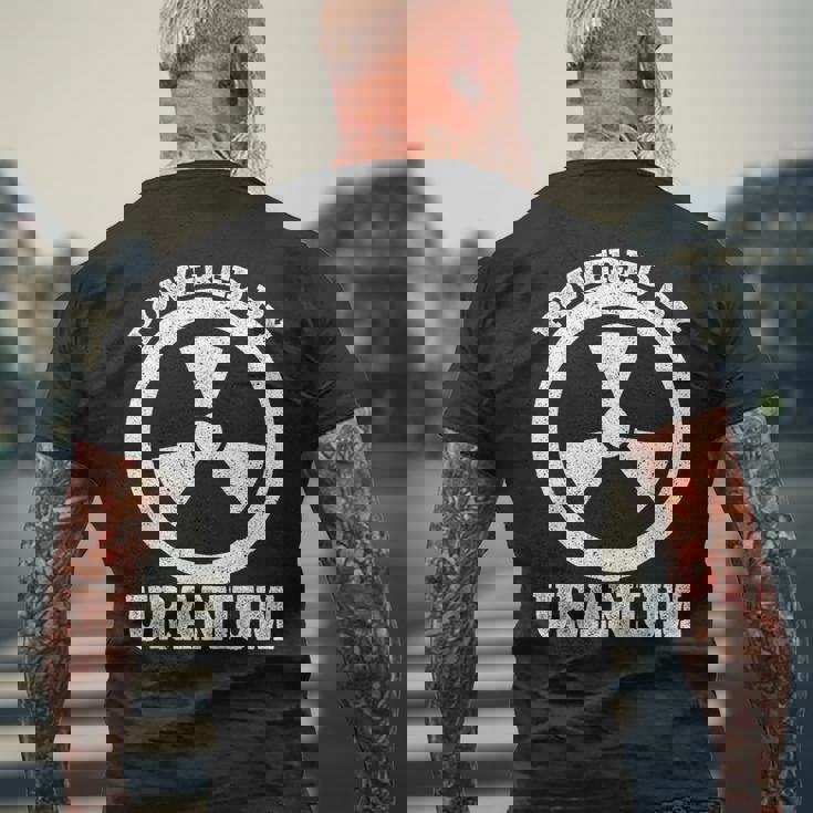 Powered By Uranium 原子力エンジニア メンズTシャツ バックプリント 高齢者への贈り物