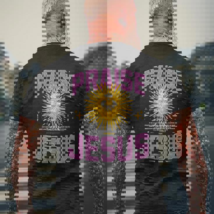 Praise Jesus Our Lord &Aviour For An Abundant New Life メンズTシャツ バックプリント 高齢者への贈り物