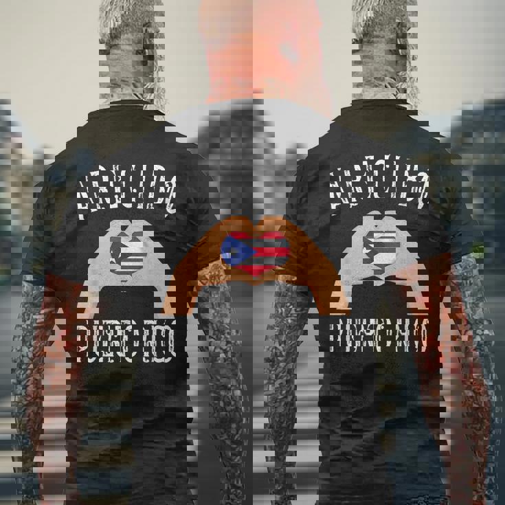 Puerto Rico Flag Heart Arecibo City メンズTシャツ バックプリント 高齢者への贈り物
