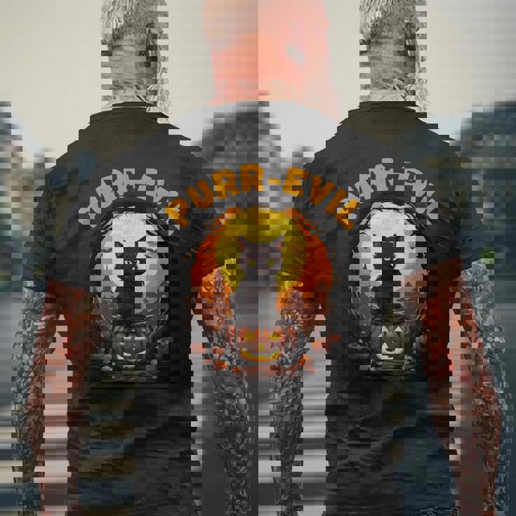 Purr-Evil お化け猫 ハロウィン メンズTシャツ バックプリント 高齢者への贈り物