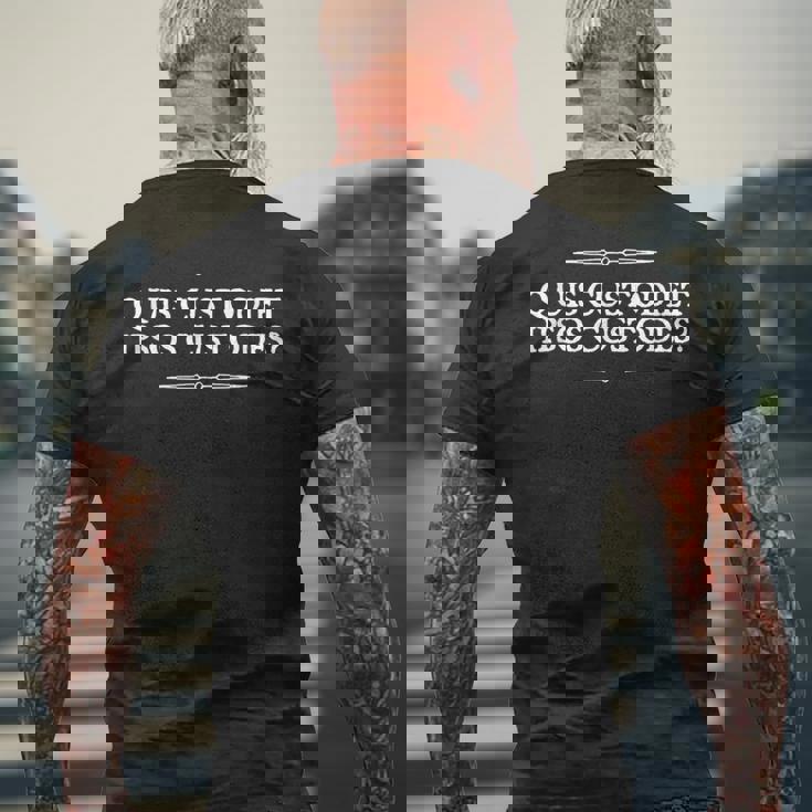 Quis Custodiet イプソス・カストデス・フーウォッチ ウォッチメン ラテン メンズTシャツ バックプリント 高齢者への贈り物