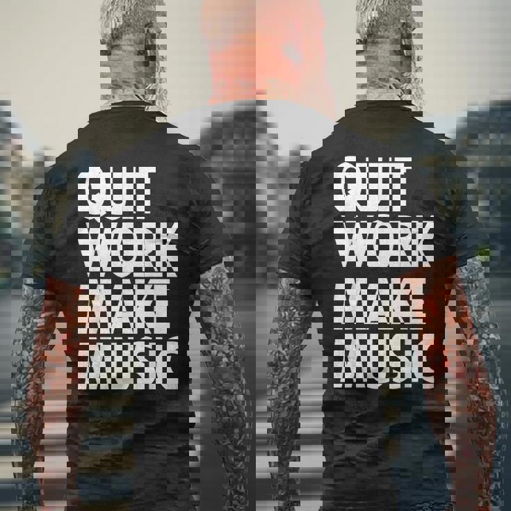 Quit Work Make Music 半袖 メンズTシャツ バックプリント 高齢者への贈り物