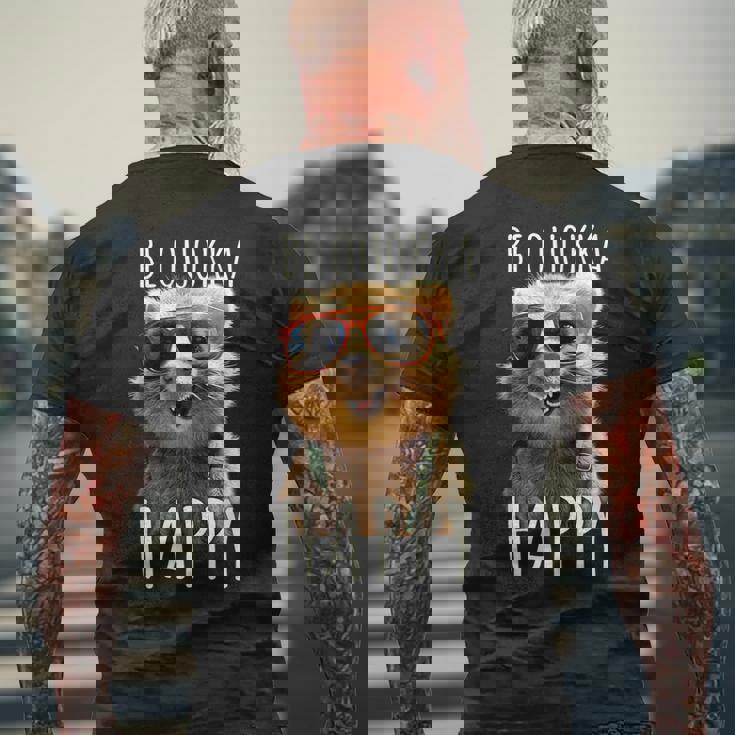 Be Quokka Happy クオッカ・ビー・クオッカ・ハッピー＆クオッカとスマイル メンズTシャツ バックプリント 高齢者への贈り物