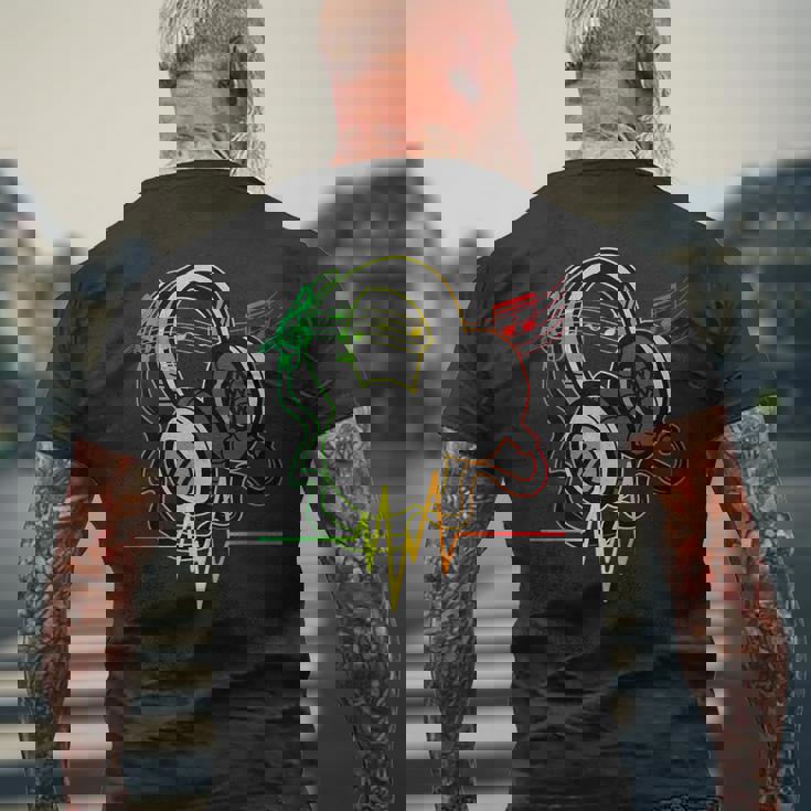 Rasta レゲエ ミュージックヘッドフォン ビンテージ メンズTシャツ バックプリント 高齢者への贈り物