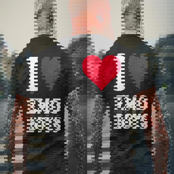 Red Heart I Love Emo Boys メンズTシャツ バックプリント 高齢者への贈り物