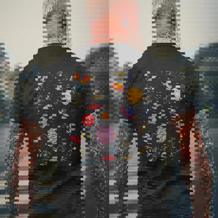 Retro Galaxies Indie Aesthetic Pop Art Hippy Men's Back Print T-Shirt Gifts for Old Men