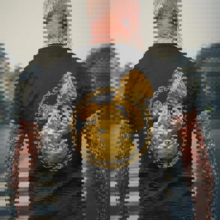 Rhino Beast ワークアウト ゴールド フィットネス ジム 動物 筋肉 ダンベル メンズTシャツ バックプリント 高齢者への贈り物