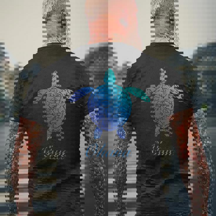 Save The Hawaii ウミガメ ハワイアン ブルー トライバル 亀 ホヌ 長袖tシャツ メンズTシャツ バックプリント 高齢者への贈り物