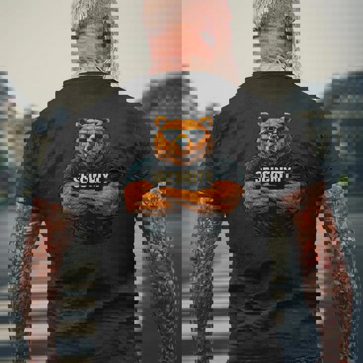 Security Buff Bear バウンサーデザイン メンズTシャツ バックプリント 高齢者への贈り物