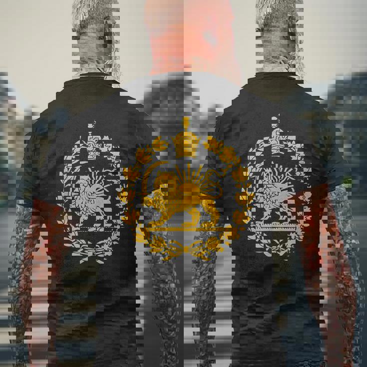 Shir O Khorshid Iran Pahlavi ライオンと太陽 メンズTシャツ バックプリント 高齢者への贈り物