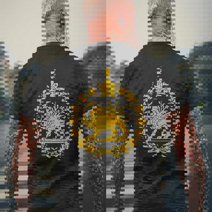 Shir O Khorshid イラン ライオン&サンエンブレム ペルシャ遺産 メンズTシャツ バックプリント 高齢者への贈り物