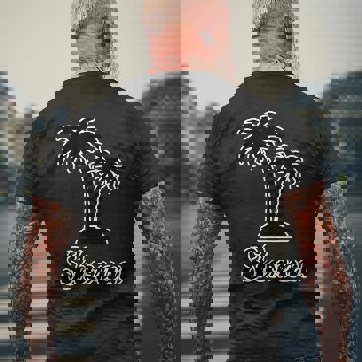 Shonan（湘南）サーファー ヤシの木 パームツリー（黒 ブラック 文字）【47都道府県】ジモt ティ メンズTシャツ バックプリント 高齢者への贈り物