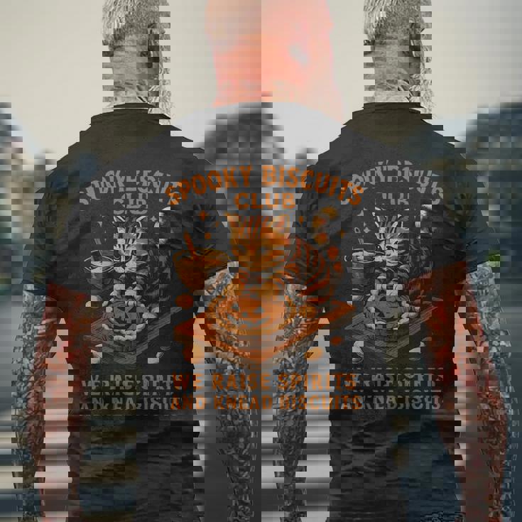 Spooky Biscuits Club Cat 面白い ハロウィン ベーキングベイカー 長袖tシャツ メンズTシャツ バックプリント 高齢者への贈り物