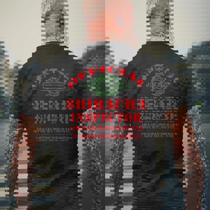 Sriracha ソース マヨ ホットチリソース おかしなルースター ソースパン メンズTシャツ バックプリント 高齢者への贈り物