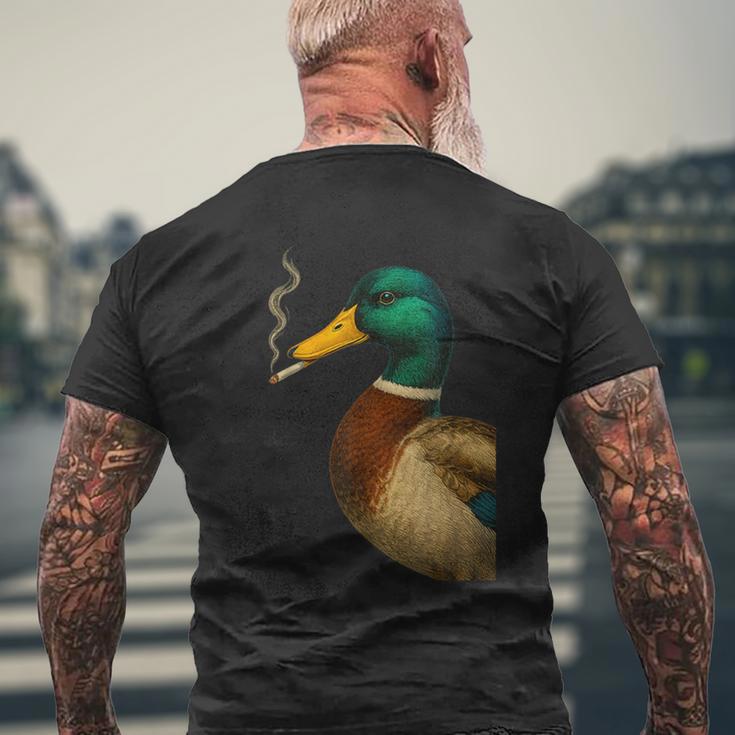 Stockente Ente Raucht Eine Zigaretteintage Lustige Ente Jagd T-Shirt mit Rückendruck Geschenke für alte Männer